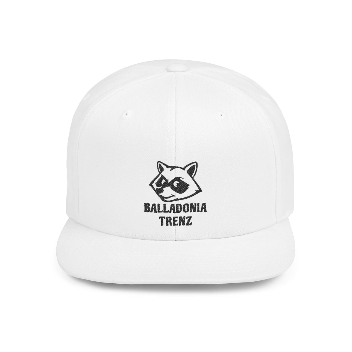 Snapback Hat — Balladonia Trenz Raccoon Logo Flat Bill Cap