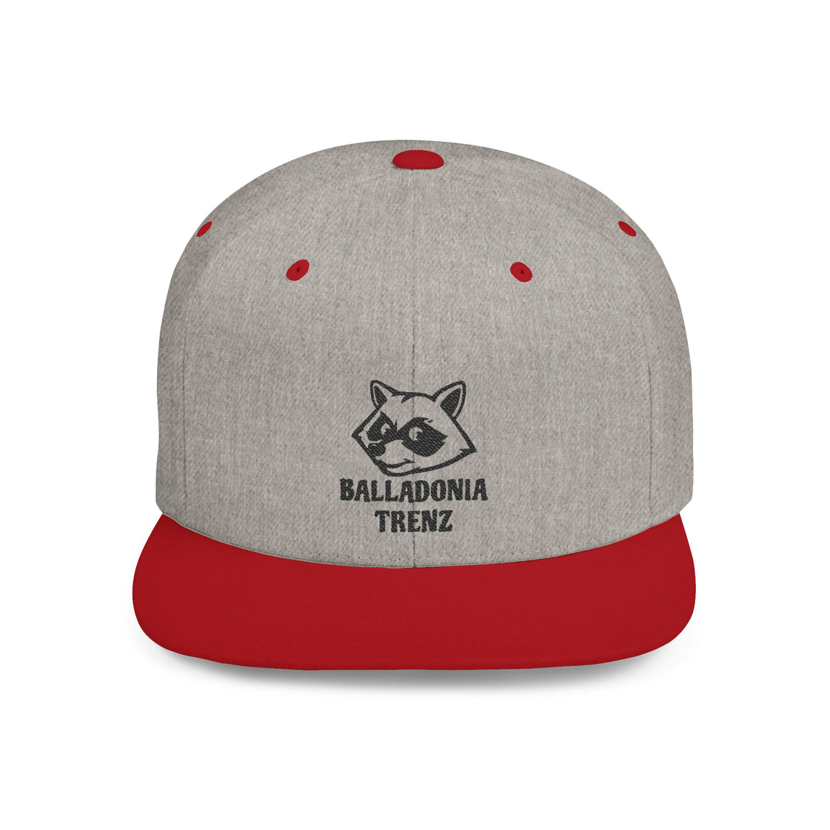 Snapback Hat — Balladonia Trenz Raccoon Logo Flat Bill Cap