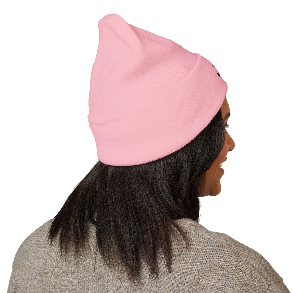 Embroidered Raccoon Logo Cuffed Beanie — Balladonia Trenz Knit Hat