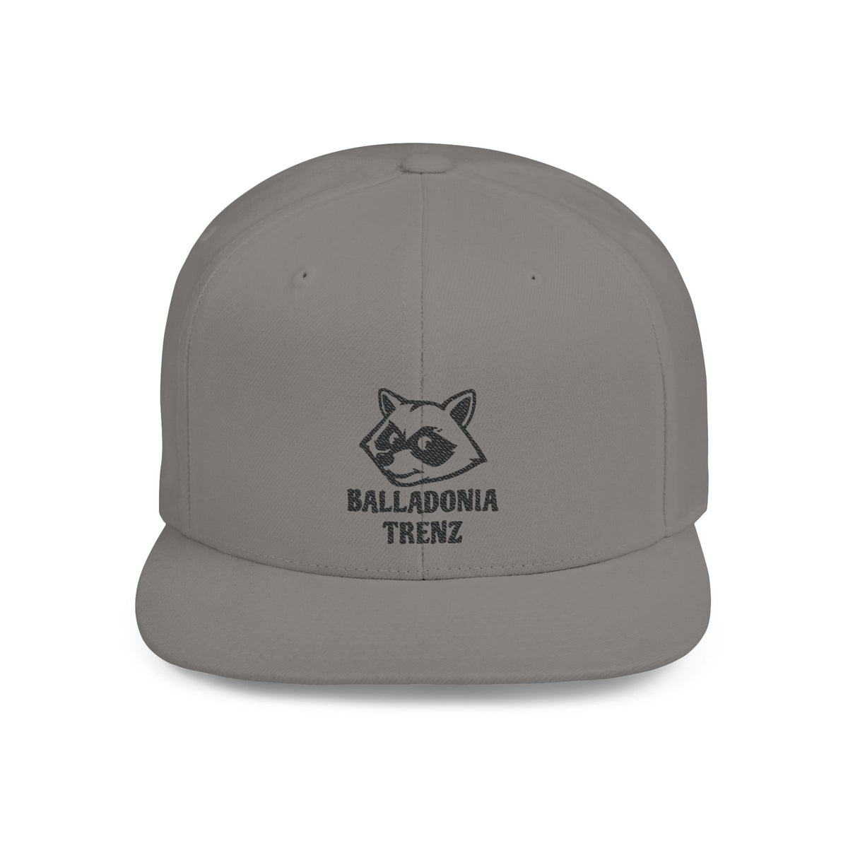 Snapback Hat — Balladonia Trenz Raccoon Logo Flat Bill Cap